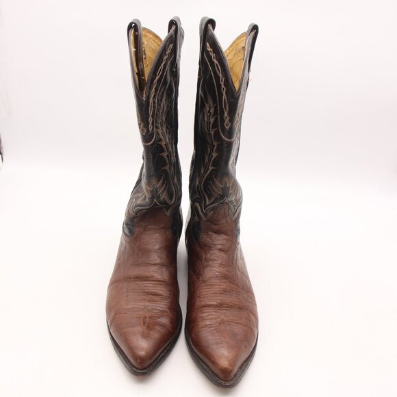 Tony Lama Brown and Black Cowboy Boots - Picture 2 of 9
